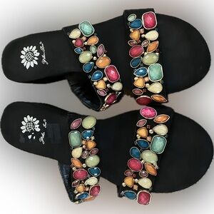 Yellow Box Beaded Sandals